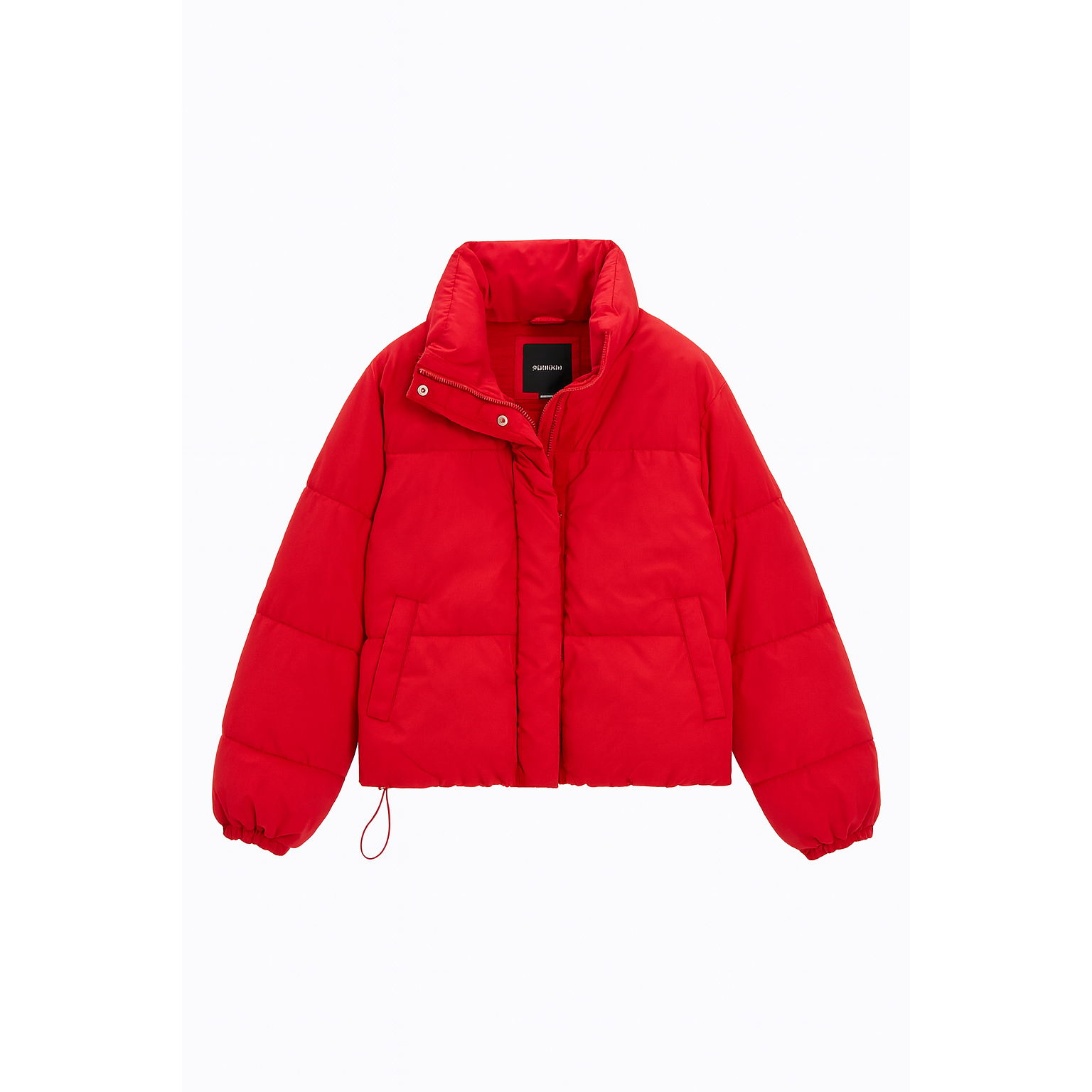 Red puffer jacket